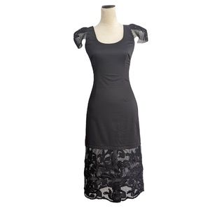 NWOT Black Fitted Midi Dress RED Isabel By Isabel Garca Sz. XS